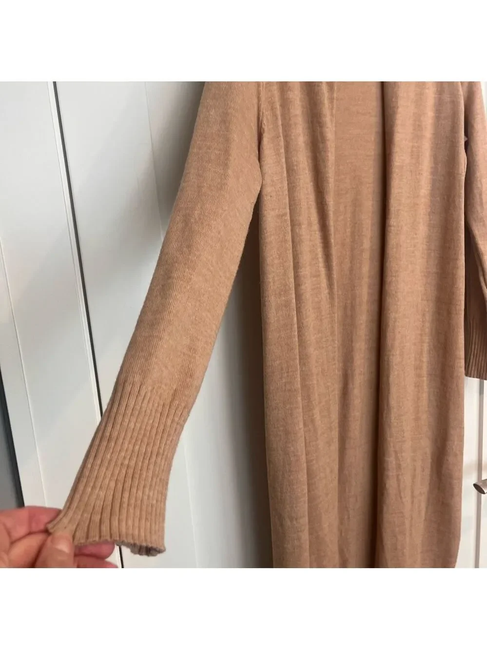 Tan Merino Wool Cardigan L - Picture 3 of 7